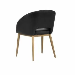 Best Sale 💯 Sunpan Thatcher 18" Modern Faux Leather Dining Armchair In Champagne Gold/Black 🎁 -Cheap Office Chairs Store 2160714 3 L