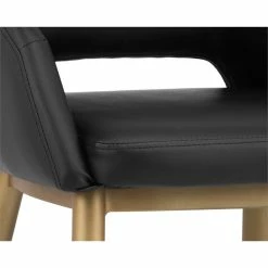 Best Sale 💯 Sunpan Thatcher 18" Modern Faux Leather Dining Armchair In Champagne Gold/Black 🎁 -Cheap Office Chairs Store 2160714 5 L