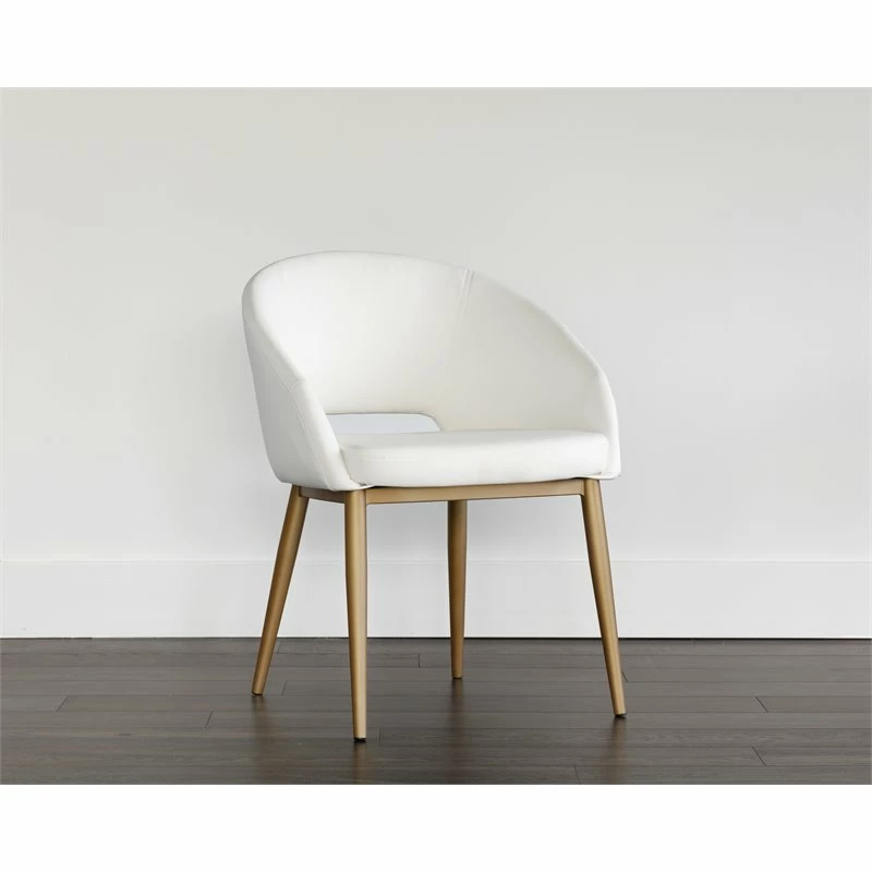 Outlet 😍 Sunpan Thatcher 18" Modern Faux Leather Dining Armchair In Champagne Gold/White 🔥 6 Outlet 😍 Sunpan Thatcher 18" Modern Faux Leather Dining Armchair In Champagne Gold/White 🔥 - Image 4