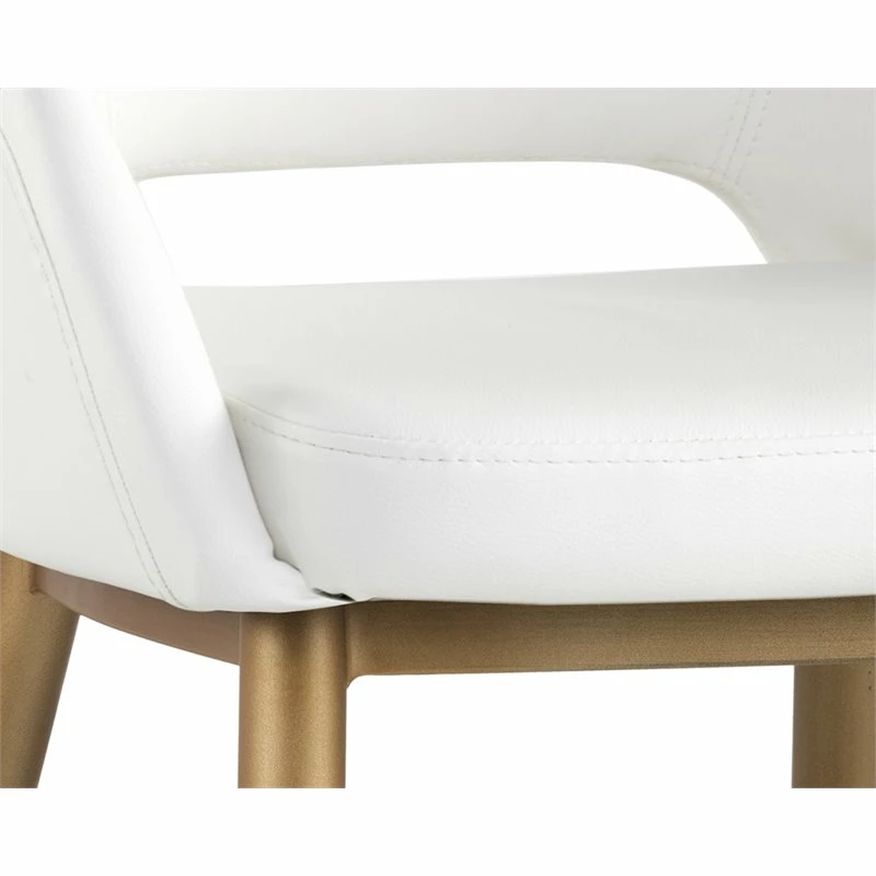 Outlet 😍 Sunpan Thatcher 18" Modern Faux Leather Dining Armchair In Champagne Gold/White 🔥 5 Outlet 😍 Sunpan Thatcher 18" Modern Faux Leather Dining Armchair In Champagne Gold/White 🔥 - Image 3