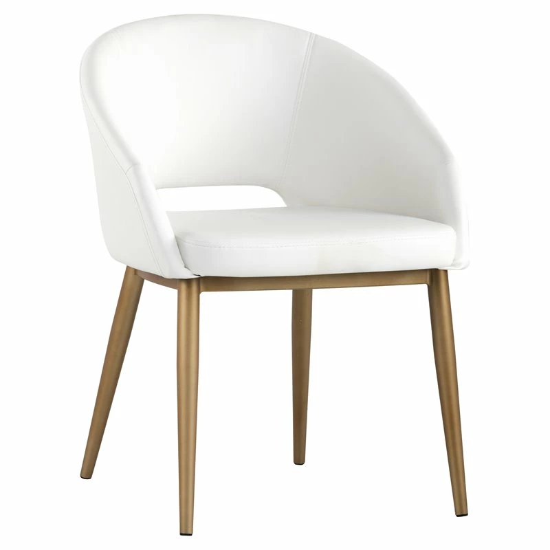 Outlet 😍 Sunpan Thatcher 18" Modern Faux Leather Dining Armchair In Champagne Gold/White 🔥 3 Outlet 😍 Sunpan Thatcher 18" Modern Faux Leather Dining Armchair In Champagne Gold/White 🔥