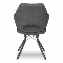 Budget 🥰 Mobital Scaffold 19" Chenille Dining Chair With Black Powder 🧥 Coated Legs In Gray ✔️