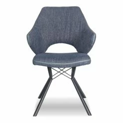 Best Pirce ๐ Mobital Scaffold Chenille Dining Chair With Powder ๐งฅ Coated Legs In Blue/Black โค๏ธ