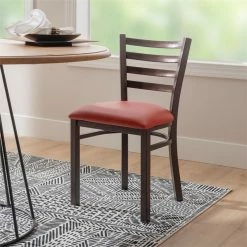 Cheapest ✔️ Linon Lassiter Metal Side Chair Set Of Two In Antique Bronze And Red ✔️ -Cheap Office Chairs Store 2171315 18 L