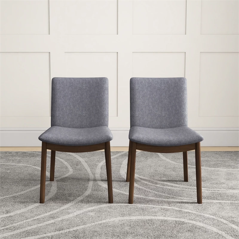 Outlet 💯 Ashcroft Valentine Mid-Century Modern Light Gray Fabric Dining Chair Set Of 2 🌟 4 Outlet 💯 Ashcroft Valentine Mid-Century Modern Light Gray Fabric Dining Chair Set Of 2 🌟 - Image 2