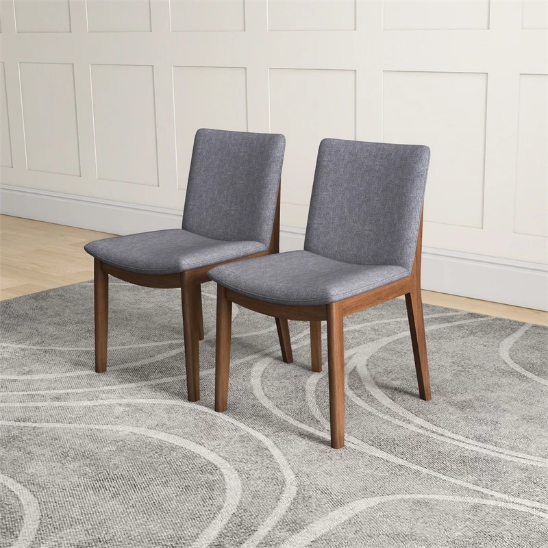 Outlet 💯 Ashcroft Valentine Mid-Century Modern Light Gray Fabric Dining Chair Set Of 2 🌟 6 Outlet 💯 Ashcroft Valentine Mid-Century Modern Light Gray Fabric Dining Chair Set Of 2 🌟 - Image 4
