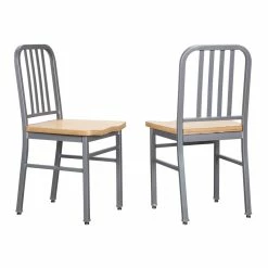 Buy ⭐ Linon Badden Metal Side Chairs Set Of Two In Silver ❤️ -Cheap Office Chairs Store 2171436 8 L