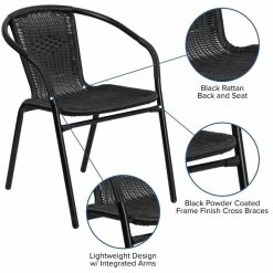 Brand new 😉 Flash Furniture Stackable Rattan Curved Back Dining Chair In Black (Set Of 2) 🎉 19 Brand new 😉 Flash Furniture Stackable Rattan Curved Back Dining Chair In Black (Set Of 2) 🎉 -Cheap Office Chairs Store 2183378 16 L