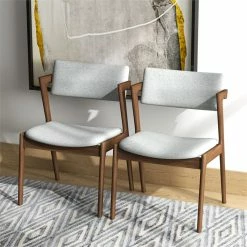 Outlet 🥰 Ashcroft Vego Mid-Century Modern Fabric Dining Chair In Gray (Set Of 2) 🤩 -Cheap Office Chairs Store 2184268 17 L