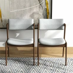 Outlet 🥰 Ashcroft Vego Mid-Century Modern Fabric Dining Chair In Gray (Set Of 2) 🤩 -Cheap Office Chairs Store 2184268 18 L