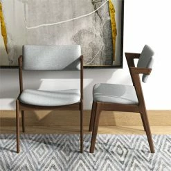 Outlet 🥰 Ashcroft Vego Mid-Century Modern Fabric Dining Chair In Gray (Set Of 2) 🤩 -Cheap Office Chairs Store 2184268 21 L