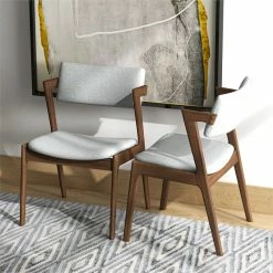 Outlet 🥰 Ashcroft Vego Mid-Century Modern Fabric Dining Chair In Gray (Set Of 2) 🤩 -Cheap Office Chairs Store 2184268 22 L