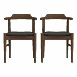 Outlet ๐ Ashcroft Buford Mid-Century Modern Faux Leather Dining Chair In Black (Set Of 2) ๐งจ