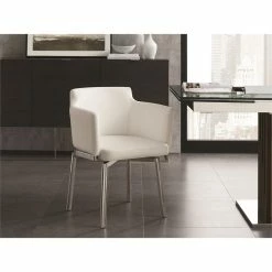Discount ❤️ Casabianca Furniture Modern Suzzie Faux Dining Chair In White 🔥 -Cheap Office Chairs Store 2192368 2 L