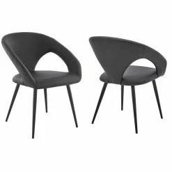 Top 10 ❤️ Armen Living Elin Gray Faux Leather And Black Metal Dining Chairs - Set Of 2 😀