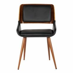 Budget 💯 Benjara 20" Mid-Century Leatherette Dining Chair With Split Padded Back In Black 👍 -Cheap Office Chairs Store 2196305 1 L