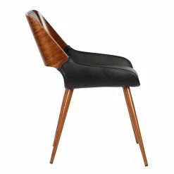 Budget 💯 Benjara 20" Mid-Century Leatherette Dining Chair With Split Padded Back In Black 👍 -Cheap Office Chairs Store 2196305 2 L
