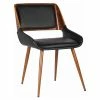 Budget 💯 Benjara 20" Mid-Century Leatherette Dining Chair With Split Padded Back In Black 👍 -Cheap Office Chairs Store 2196305 L