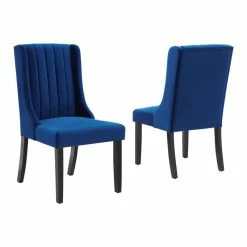 New 🥰 Modway Renew 38.5" Velvet Parson Dining Side Chairs In Navy (Set Of 2) ⭐