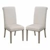 Promo 🌟 Benjara 19.5" Contemporary Wood Rolled Back Dining Chairs In Beige (Set Of 2) 🎁