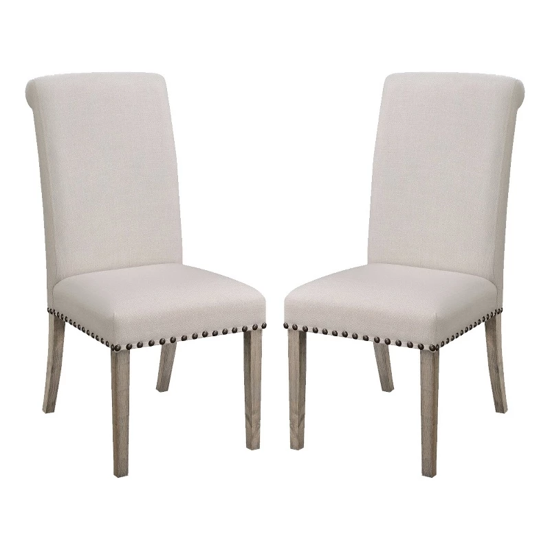 Promo 🌟 Benjara 19.5" Contemporary Wood Rolled Back Dining Chairs In Beige (Set Of 2) 🎁 3 Promo 🌟 Benjara 19.5" Contemporary Wood Rolled Back Dining Chairs In Beige (Set Of 2) 🎁