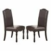 Outlet 🔥 Benjara 22" Contemporary Faux Leather Dining Chairs In Brown (Set Of 2) 😉 -Cheap Office Chairs Store 2200626 4 L