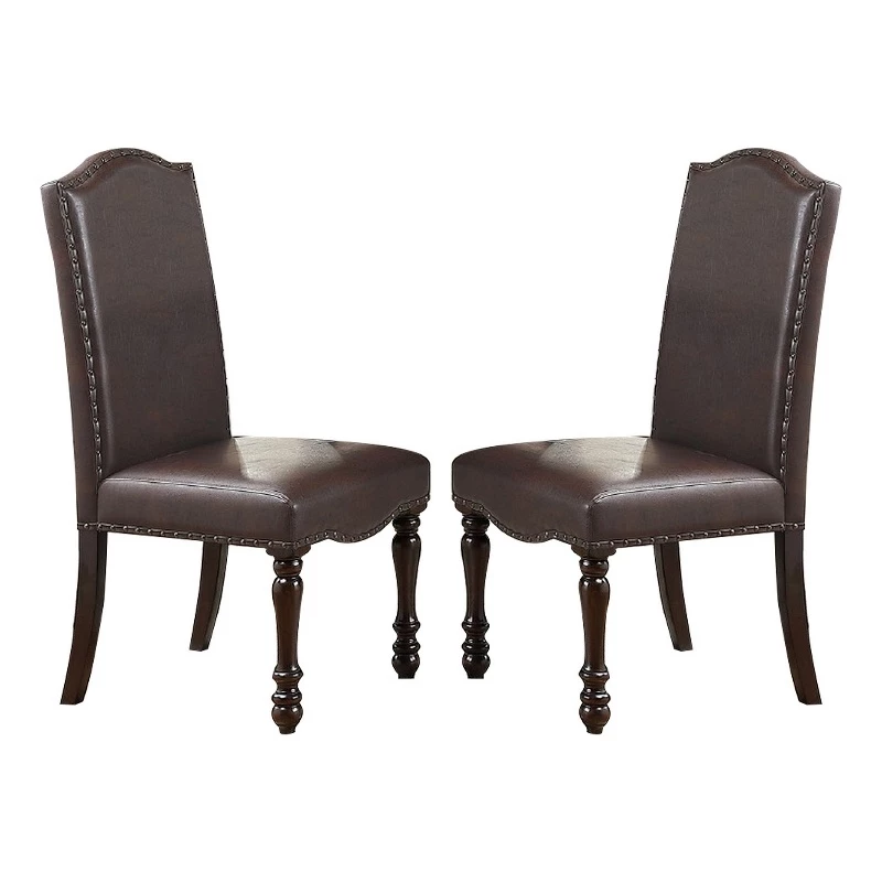 Outlet 🔥 Benjara 22" Contemporary Faux Leather Dining Chairs In Brown (Set Of 2) 😉 3 Outlet 🔥 Benjara 22" Contemporary Faux Leather Dining Chairs In Brown (Set Of 2) 😉