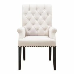 Wholesale 🥰 Benjara William Parson 26.75" Wood Side Dining Chairs In Beige And Smokey Black 👍