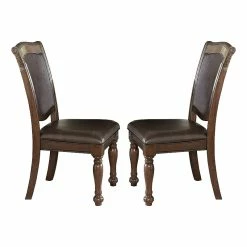 Best reviews of 😍 Benjara 25" Contemporary Wood And Leather Dining Side Chair In Brown (Set Of 2) ❤️