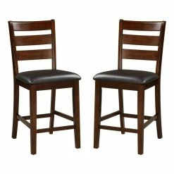 Buy 😍 Benjara 26" Solid Wood Counter Height Armless Chair In Brown (Set Of 2) ✨