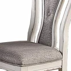 Coupon 👍 Benjara 23" Contemporary Wood Dining Chair With Padded Seat In White (Set Of 2) ⌛ -Cheap Office Chairs Store 2204077 3 L