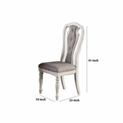 Coupon 👍 Benjara 23" Contemporary Wood Dining Chair With Padded Seat In White (Set Of 2) ⌛ -Cheap Office Chairs Store 2204077 4 L