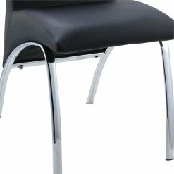 Cheap 🧨 Benjara 19" Contemporary Faux Leather Side Chairs In Black And Silver (Set Of 2) 🤩 -Cheap Office Chairs Store 2207356 3 L
