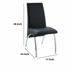 Cheap 🧨 Benjara 19" Contemporary Faux Leather Side Chairs In Black And Silver (Set Of 2) 🤩 -Cheap Office Chairs Store 2207356 4 L