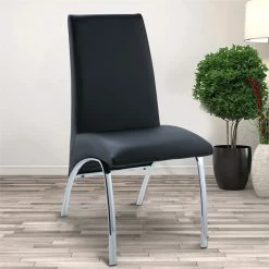 Cheap 🧨 Benjara 19" Contemporary Faux Leather Side Chairs In Black And Silver (Set Of 2) 🤩 -Cheap Office Chairs Store 2207356 5 L