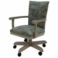 Cheap ⭐ Tobias Designs 38" Caster Solid Wood Dining Chair On Wheels In Poet Sky Blue 😉