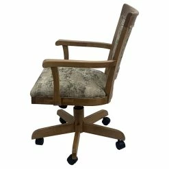 New 👍 Tobias Designs 37" Swivel Wood Dining Caster Chair In Poet Desert Brown 🌟 -Cheap Office Chairs Store 2209853 2 L