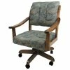 Budget ⭐ Tobias Designs Casa 37" Swivel Wood Dining Caster Chair In Poet Sky Blue/ Brown 🤩 -Cheap Office Chairs Store 2209881 L