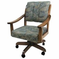 Budget ⭐ Tobias Designs Casa 37" Swivel Wood Dining Caster Chair In Poet Sky Blue/ Brown 🤩