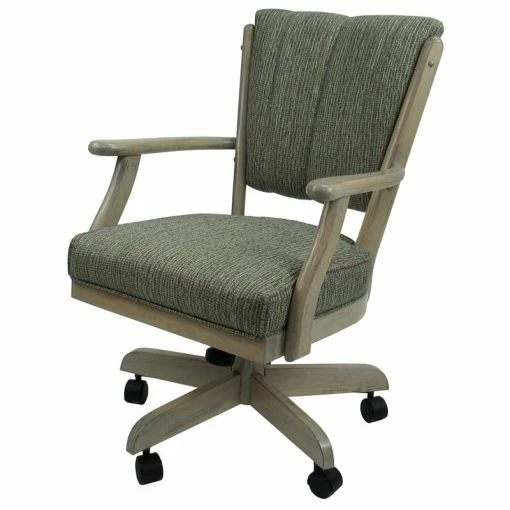 Buy 👏 Tobias Designs Classic Caster 37" Wood Dining Chair On Wheels In Smoke Gray 🌟 -Cheap Office Chairs Store 2209948 L