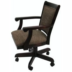 Budget ⌛ Tobias Designs Mango 37" Wood Caster Chair With Wheels In Checkered/Walnut 🔥 -Cheap Office Chairs Store 2209989 2 L