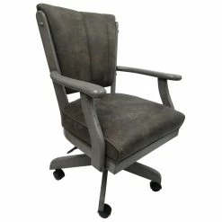 Wholesale 👍 Tobias Designs Classic 37" Wood Caster Dining Chair On Wheels In Iron Gray 🌟