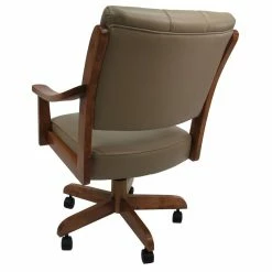 Hot Sale 😉 Tobias Designs Casa 37" Swivel Wood Dining Caster Chair In Taupe Brown ⌛ -Cheap Office Chairs Store 2210030 1 L