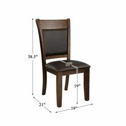 Best Pirce 🛒 Lexicon Wieland 19" Transitional Wood Dining Room Side Chair In Brown (Set Of 2) 🥰 -Cheap Office Chairs Store 2211920 7 L
