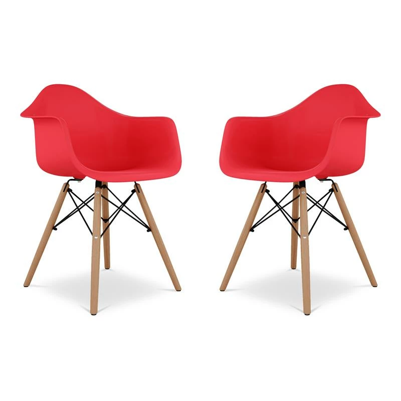 Outlet 💯 Aron Living Pyramid 17.5" Plastic And Beech Wood Armchairs In Red (Set Of 2) ⭐ 3 Outlet 💯 Aron Living Pyramid 17.5" Plastic And Beech Wood Armchairs In Red (Set Of 2) ⭐