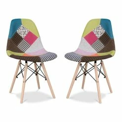 Deals 🎉 Aron Living Pyramid 17.5" Cotton And Wood Dining Chair In Multi-Color (Set Of 2) ⭐