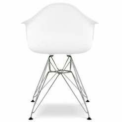 Promo 👍 Aron Living Tower 18" Plastic And Chrome Steel Armchair In White ❤️ -Cheap Office Chairs Store 2219204 3 L
