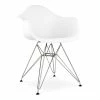 Promo 👍 Aron Living Tower 18" Plastic And Chrome Steel Armchair In White ❤️ -Cheap Office Chairs Store 2219204 L
