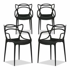 Best deal 👍 Aron Living Monte 18" Mid-Century Plastic Dining Chairs In Black (Set Of 4) 😍