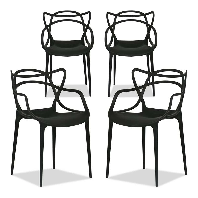 Best deal 👍 Aron Living Monte 18" Mid-Century Plastic Dining Chairs In Black (Set Of 4) 😍 3 Best deal 👍 Aron Living Monte 18" Mid-Century Plastic Dining Chairs In Black (Set Of 4) 😍